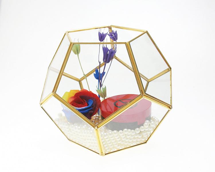 Nordic Geometric Glass Preserved Flower Decor for Home, Coffee Shop, or Wedding