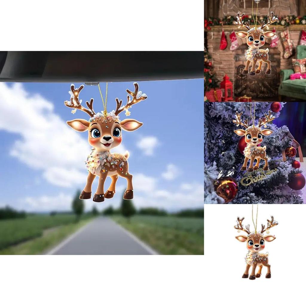 Christmas Reindeer Car Mirror Pendant With Acrylic Material For Home Decor