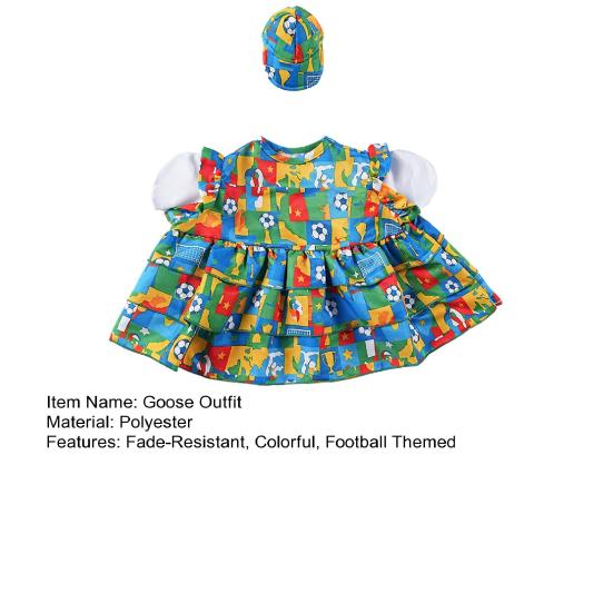 1 Set Fußball-Event Gänse-Outfit Buntes Rüschenkleid und Hut Fußball-Thema Veranda-Gänse-Kostüm für 23-Zoll-Gänsefigur Mottoparty-Dekoration