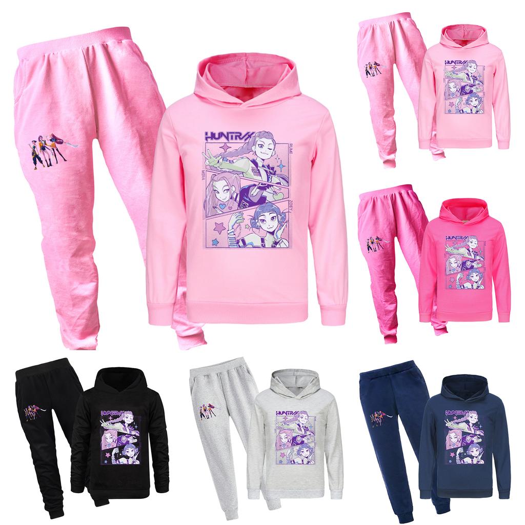 Children's Hooded Top And Pants Two-piece Tracksuit Set Long-sleeved Printed Sweatshirt Set