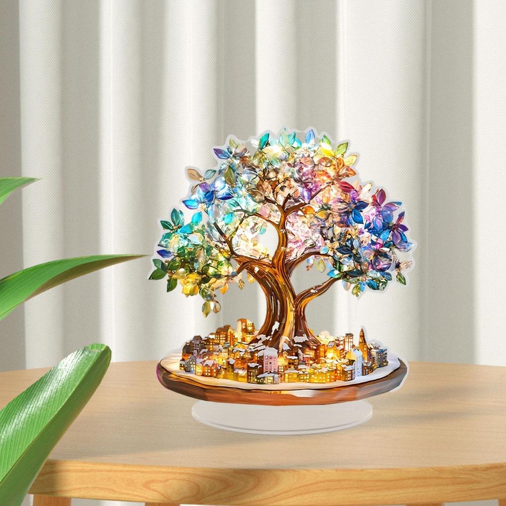 Renkli Ağaç Masaüstü Süsü Akrilik Tabela Dekoru 2D Düz Yenilikçi Parti Malzemeleri Masa Orta Parçası