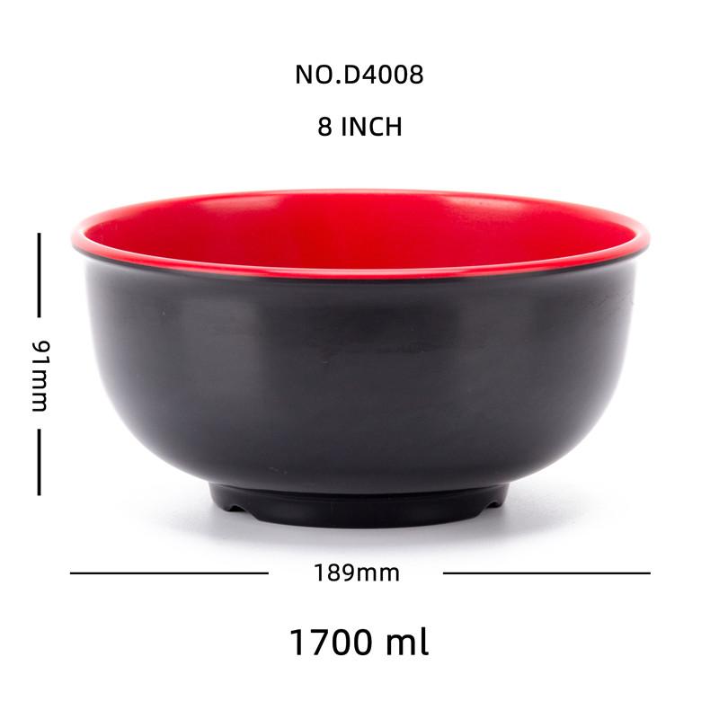 Black Red Melamine Bowls Deep Soup Rice Porridge Bowl Breakfast Dinner Tableware Anti-Fall Straight Edge Kitchen Food Container