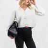 Autumn sophisticated soft V-neck mink fleece short knit cardigan for women, versatile lazy sweater jacket