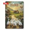 Rustic Vintage Home Sign White Geese Butterflies Farmhouse Wall Decor 8x12 Inch Metal Plaque