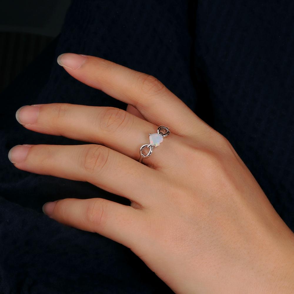 Sweet romantic style October Birthstone Natural Opal heart-shaped ring Earrings jewelry set women and girls birthday gift