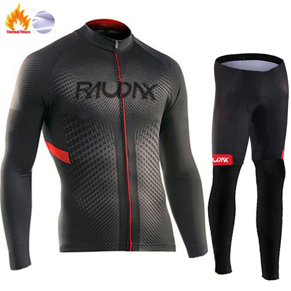 Winter Cycling Jersey Set Men Thermal Fleece Cycling Clothing Black Road Bike Suit MTB Uniforme Bicycle Maillot Ciclismo