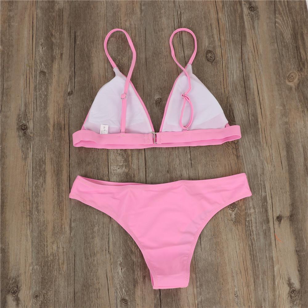 Plus Size European & American Solid Color Bikini - Sexy Two-Piece with Triangle Cup Women's Swimwear