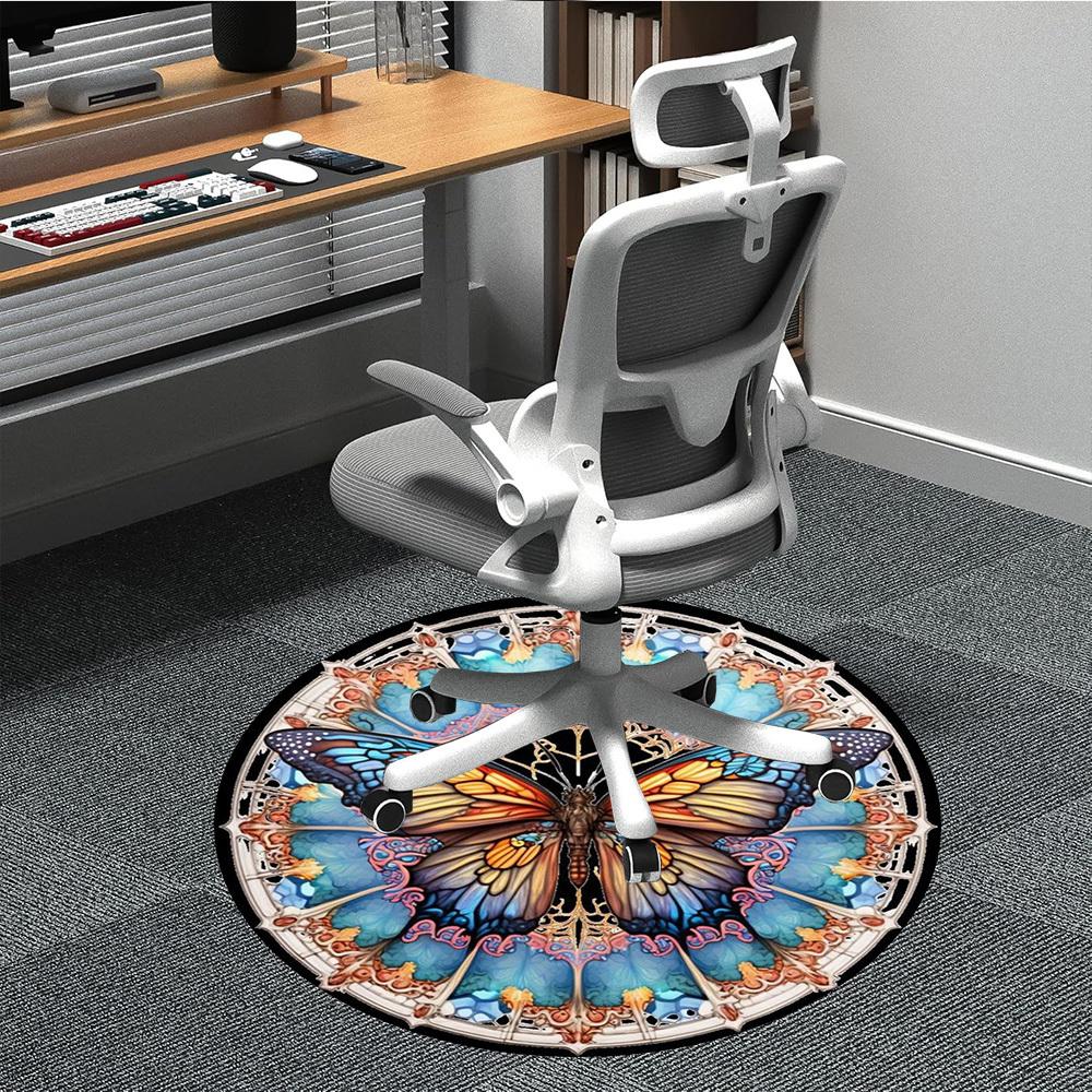 

1PC Butterfly Mandala Chair Carpet for Office Non-Slip, Lightweight, Machine Washable Rug for Office, Sleeping, Room - Holiday Decoryy251009097 80cm by 80cm