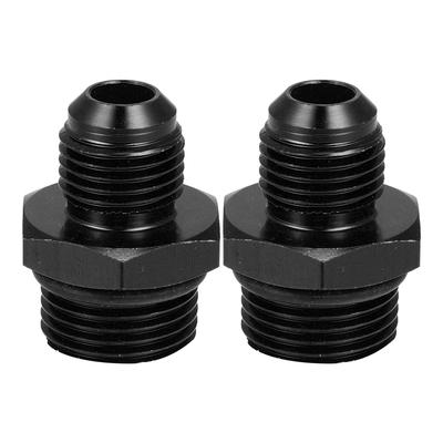 X AUTOHAUX Hose End Fitting Adapter Fitting Aluminum Alloy Car 6AN Male To M18 X 1.5mm Male Black 2pcs