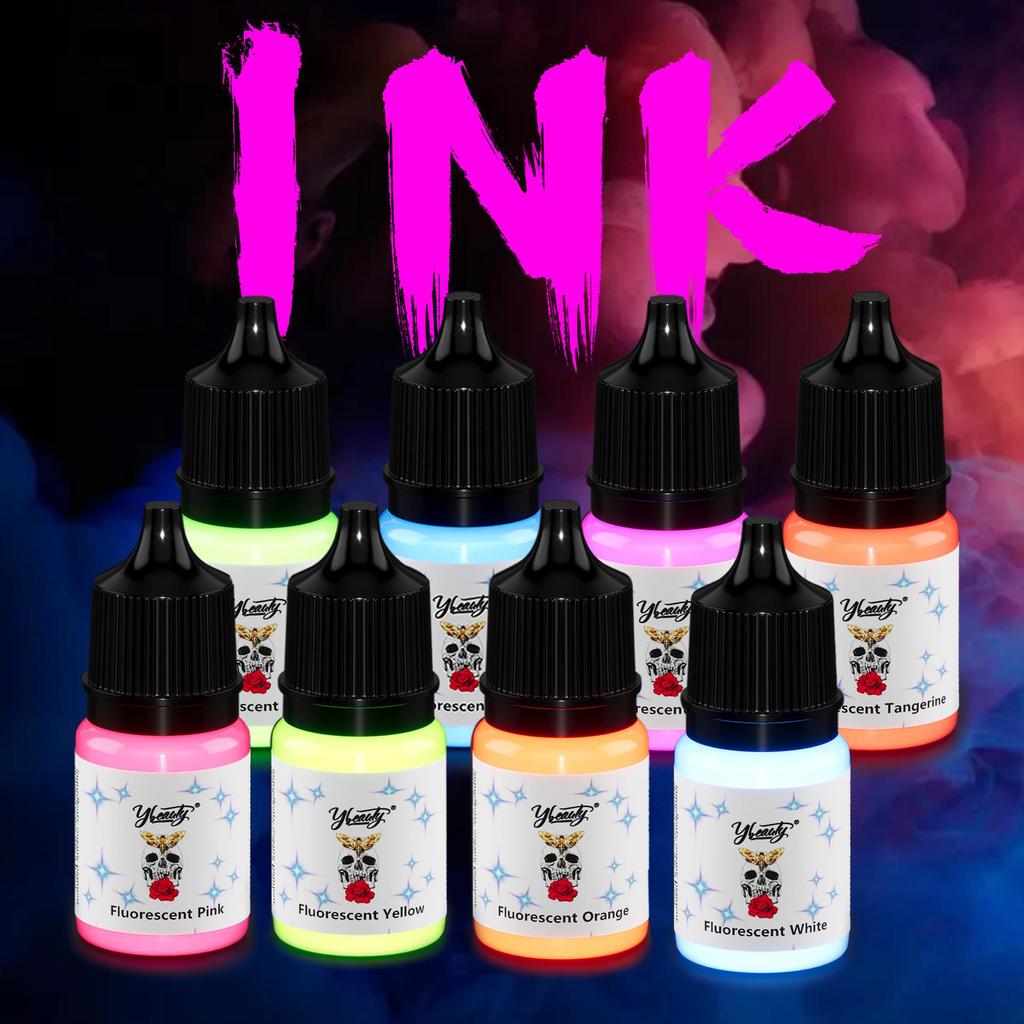 Fluorescent Tattoo Ink Eight-Color Set: Luminous Makeup Pigment for Tattoo Practice