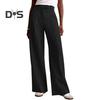 Summer Women Pants High Waist Slim Straight Legs Suit Pants with Pockets Solid Color Loose Fit Button Zipper Closure Office Pants