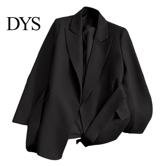 Lapel Long Sleeve Suit Jacket Women Coat Lace-Up Solid Color Outwear with Pockets Loose Fit Business Workwear