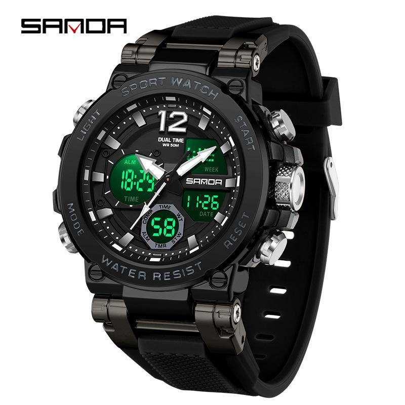 Sanda Multi-functional Luminous Waterproof Alarm Electronic Watch