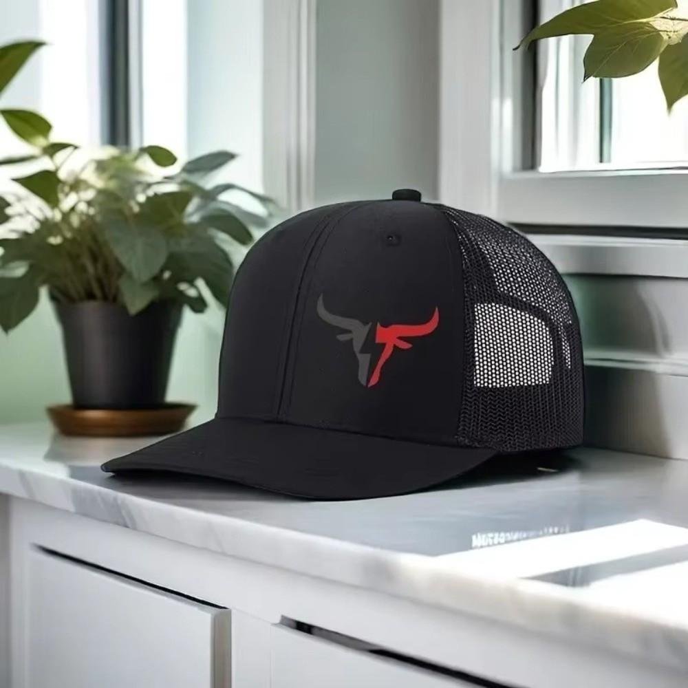 Casual Bull Head Print Summer Baseball Cap Mesh Hip Hop Sun Hats Adjustable UV Protection Sports Visor Outdoor