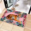 1pc Tropical Floral Illustration Doormat Coral Pink Orange Green Polyester Hand Wash Only 80x50cm Decorative Use