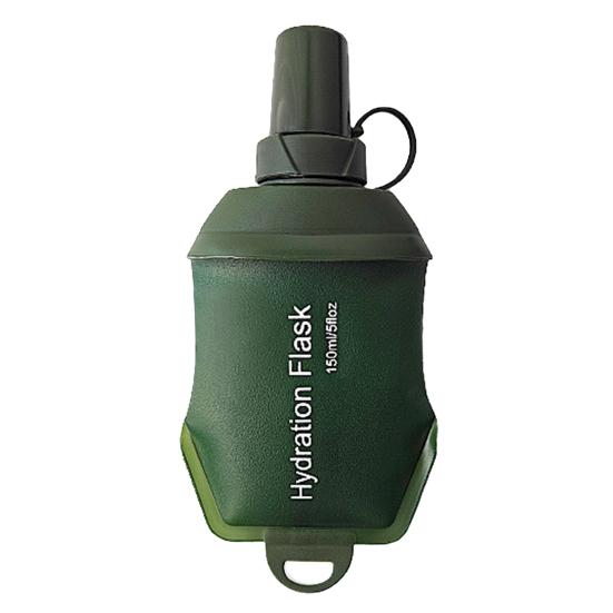 

TPU Collapsible Soft Water Bottle Flask Food Grade BPA Free Leakproof Foldable Outdoor Sports Hydration Bottle 150ML армия зеленый