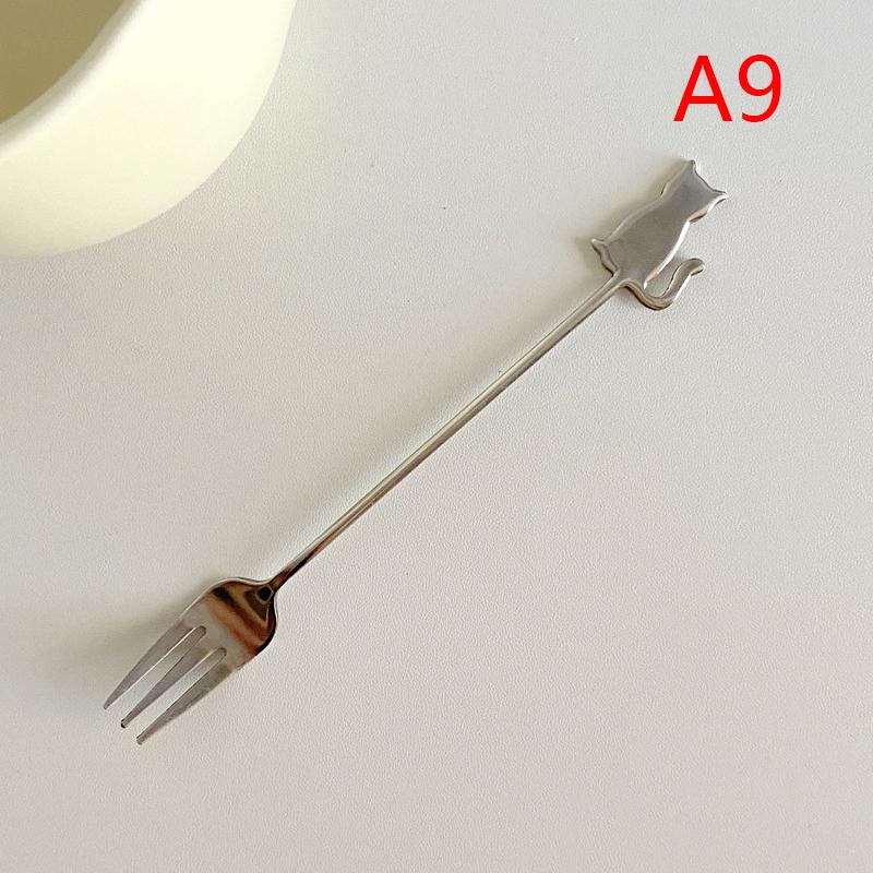 Cute Paintings Cat 304 Stainless Steel Spoon Hollow For Coffee Tea Dessert Spoon Kitchen Tableware Gifts For Students Children