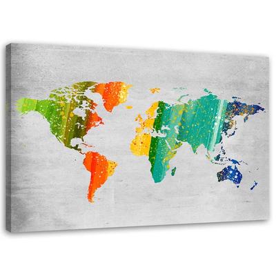 Impression sur toile, Carte du monde colorée