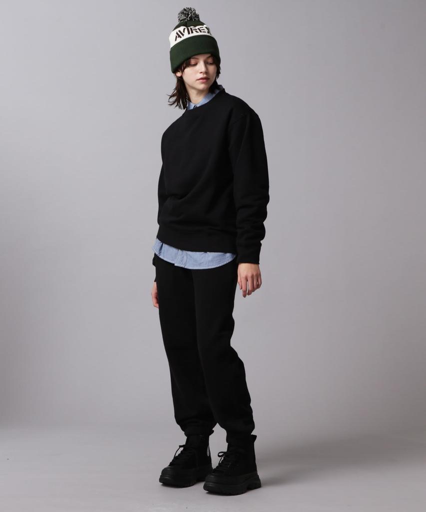 AVIREX CREW NECK L/S SWEAT 783-3932002 Men's M Black