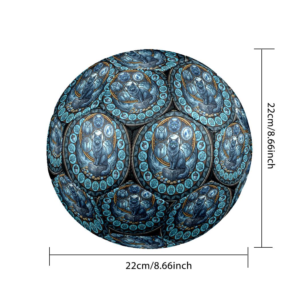 Cat Owl Mandala Round Football Size 5 Adult Ball Suitable for Training Matches and Outdoor Team.