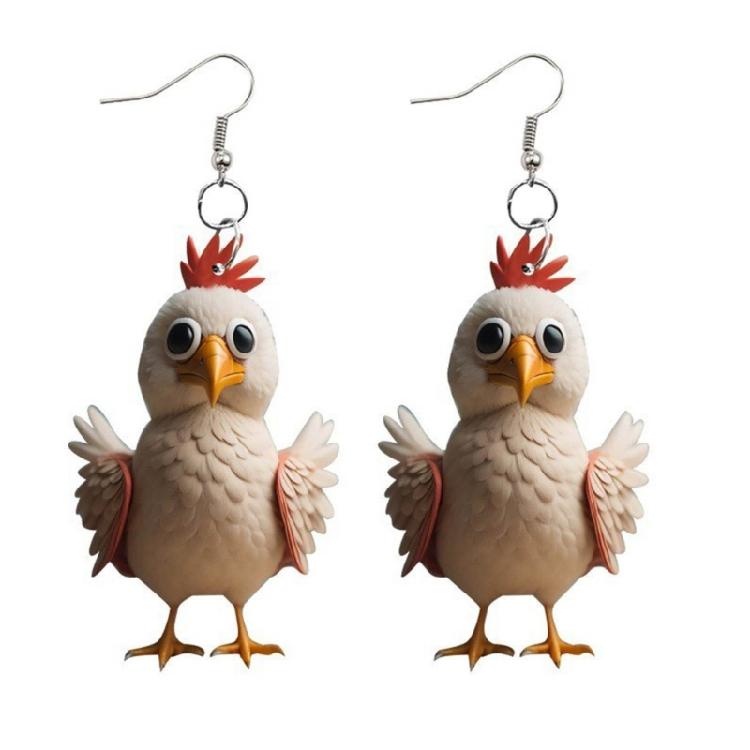

Eye catching Acrylic Chicken Drop Earrings Ear Studs Jewelry for Party Nights
