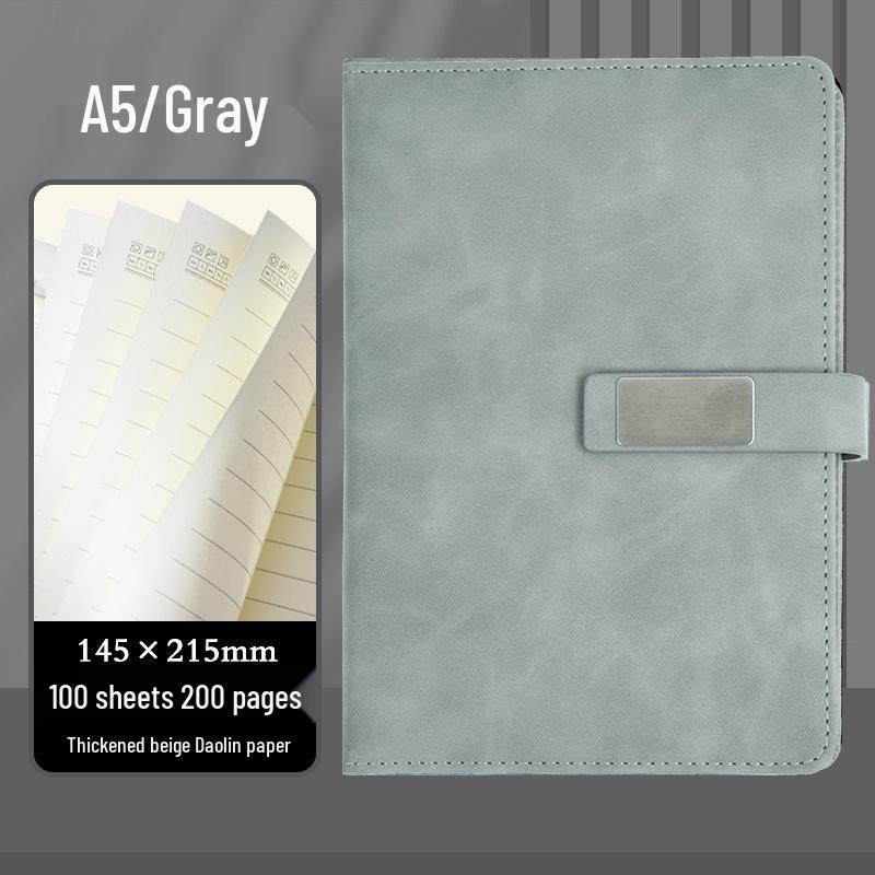 High-End Soft Leather Business Notebook with Magnetic Buckle and Custom Logo - Ideal Gift Set