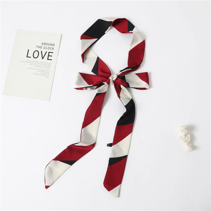 Influencer Style Silk Scarf: Hair Tie, Solid Color, Long & Narrow, Korean Style Necktie, Flowing Ribbon for Women