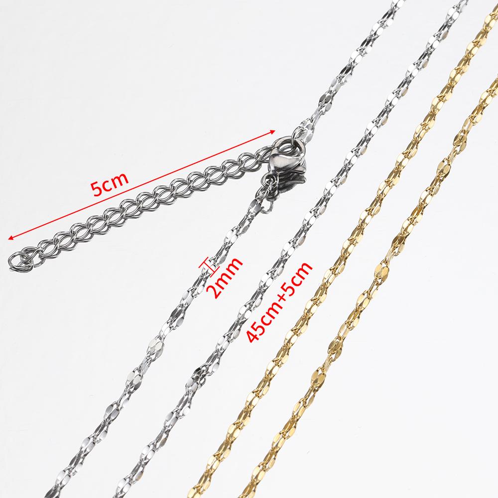 10pcs 5pcs Stainless Steel Bead Chain Necklace Chains for DIY Jewelry Making Findings 45cm+5cm Chain with Lobster Clasps No Fade