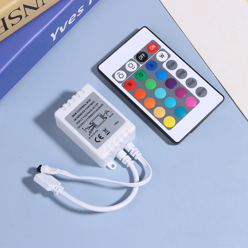 Led Controller 24 Keys Led Ir Rgb Controller Box 1 To 2 Controller Ir Remote Dimmer Dc12V For Rgb 3528 5050 Led Strip Lights