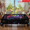 2D Flat Printing, 1pc Birthday Celebration Tablecloth, Durable Polyester, Vibrant Neon Pattern, Rectangular And Square Shapes Available, Perfect for I