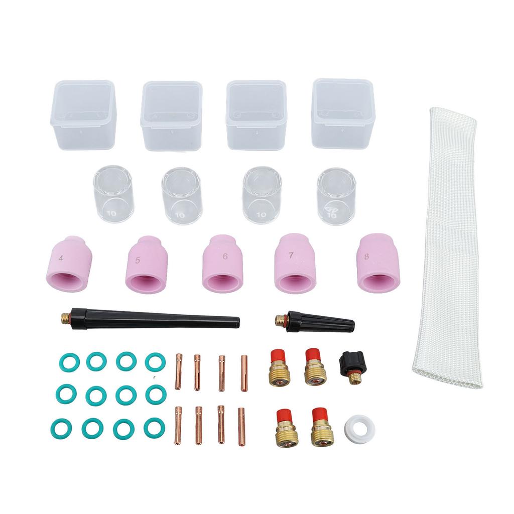 38Pcs TIG Gas Lens Kit Glass Cup Back Cup O Ring Gasket Plasma Cutter Torch Consumables for WP9 20