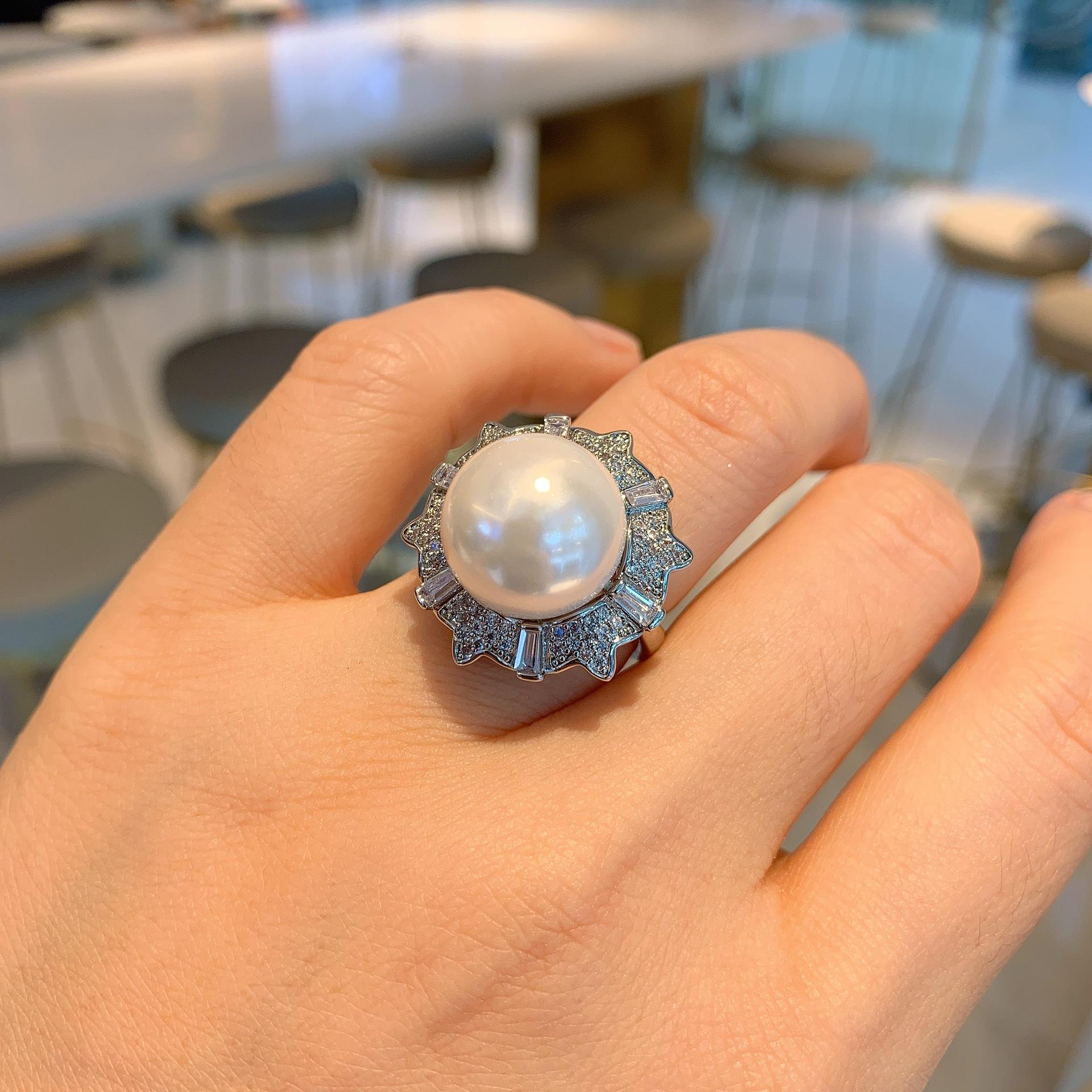 

Pearl suit pendant ring stud earrings women s fashion