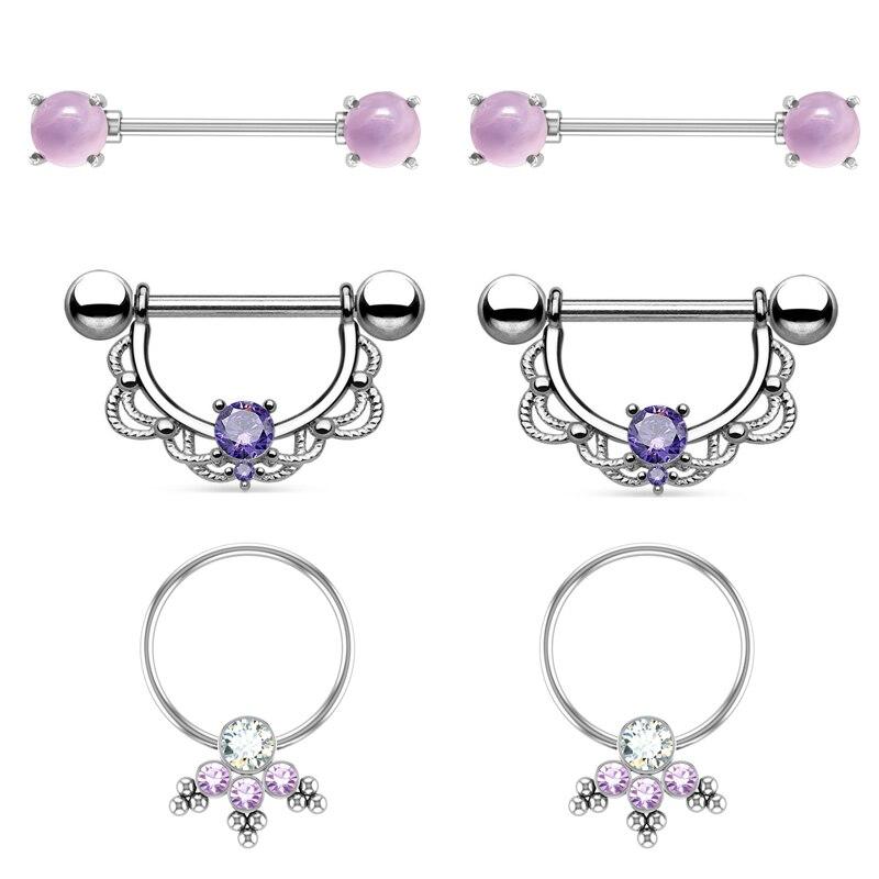 Surgical Steel Heart Nipple Piercing Rings Sets 14G Crystal Tongue Ring Nipple Barbell Lot Sexy Piercing Nipple Body Jewelry