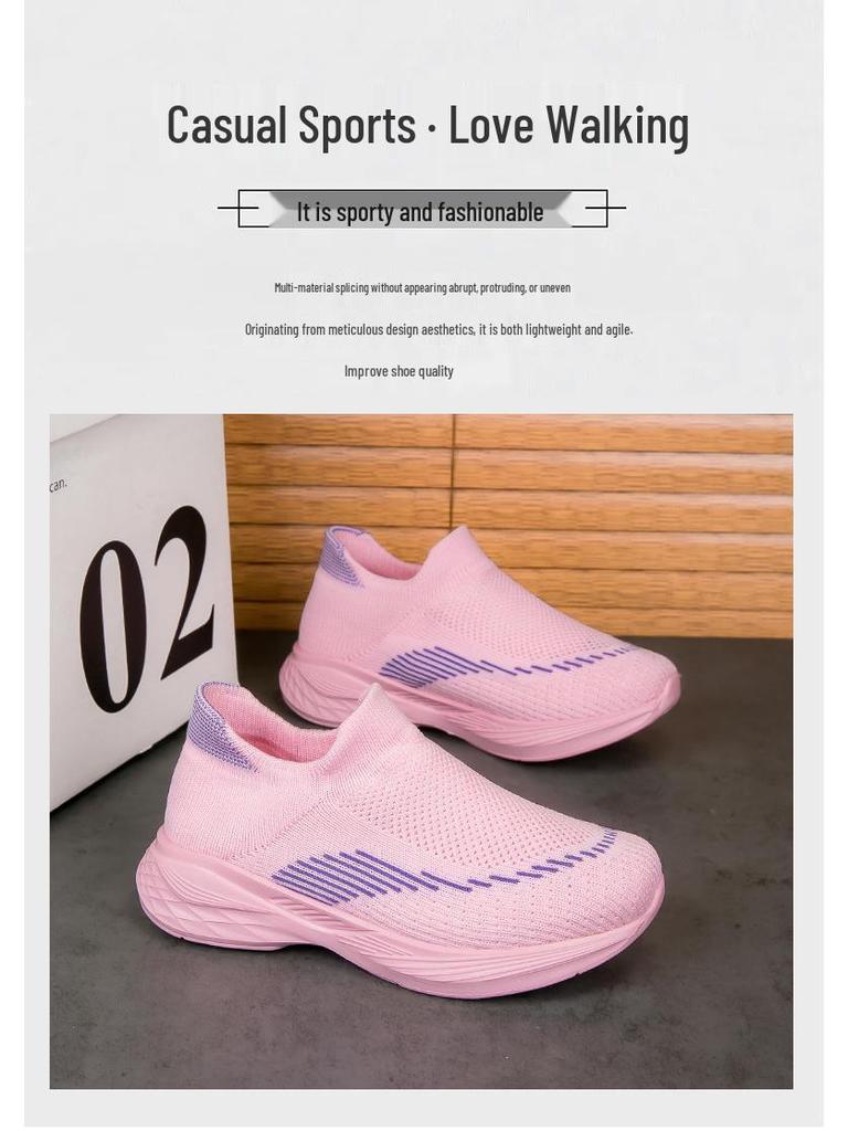 2024 Kids Slip-On Flyknit Sports Shoes - Casual Sock Style for Boys & Girls