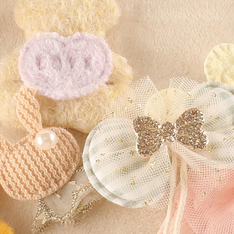Plush 3D Bow Bear Hairpin with Embroidered Label.