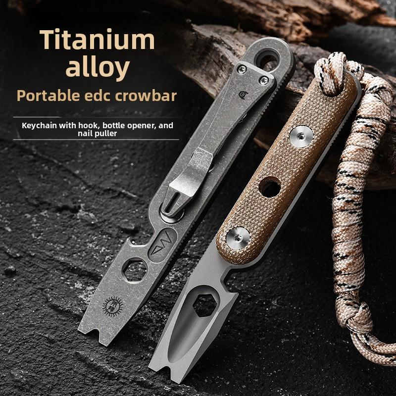 Titanium EDC Pry Bar Multi Tool Wrench Bottle Opener for Outdoor Camping