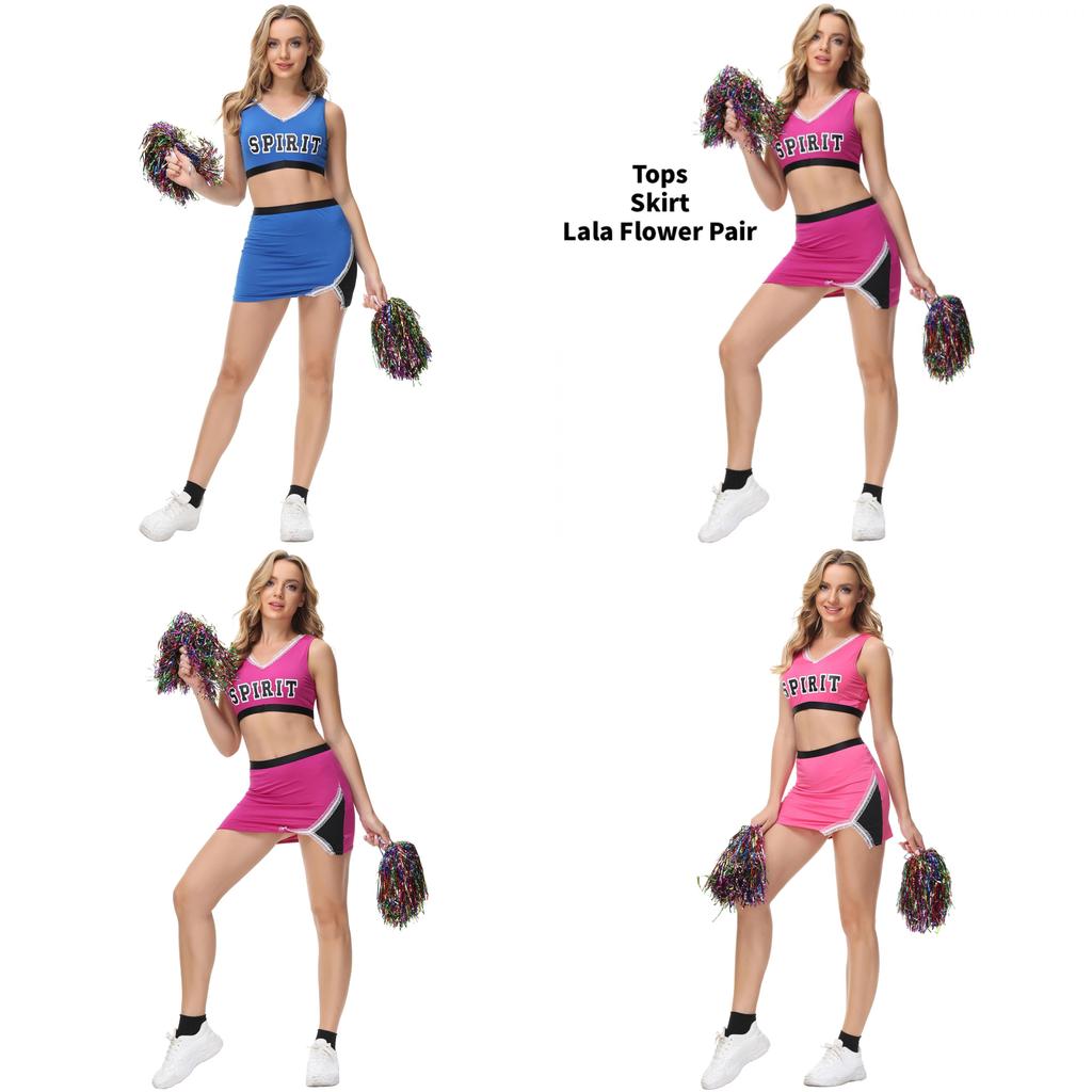 Cheerleader-Kostüm aus Milchseide für Bühnenauftritte und Cosplay für Damen