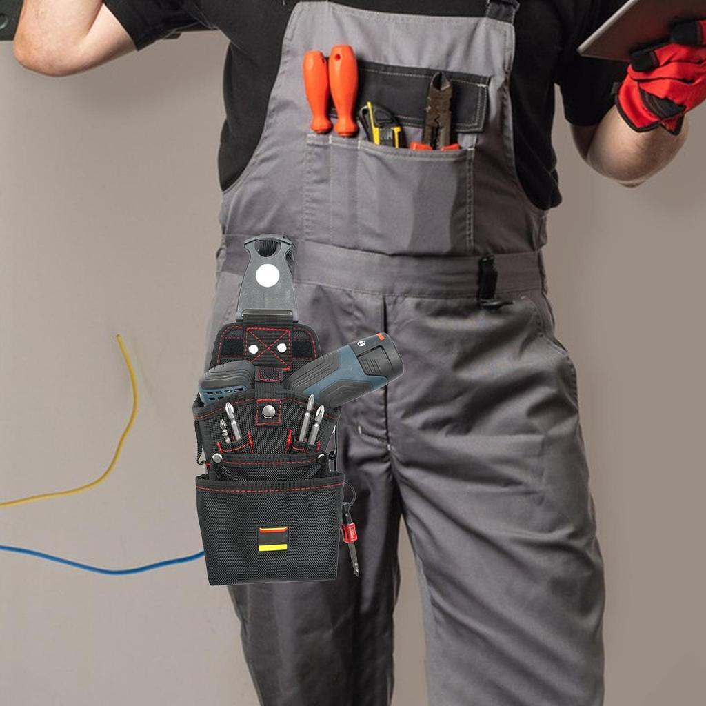 Belt Tool Pouch Magnetic Utility Work Organizer Bag Heavy-Duty Electric Drill Holder Screw Pouch Anti-Scratch Electrician