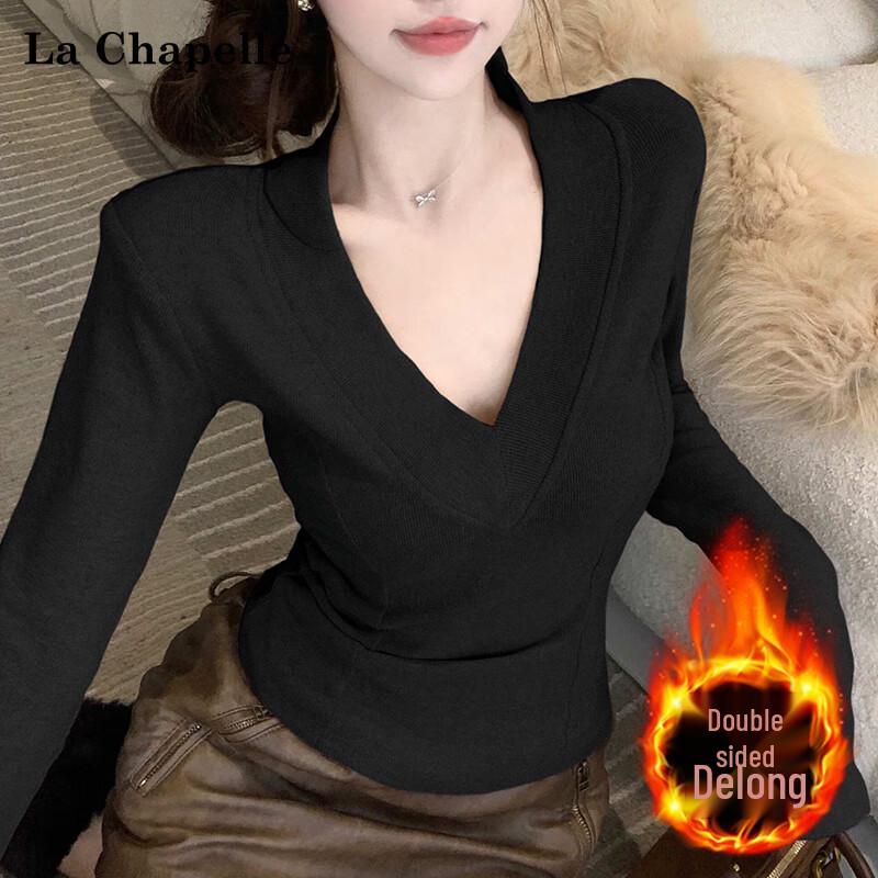 La Chapelle Women's V-Neck Long Sleeve Thermal Top