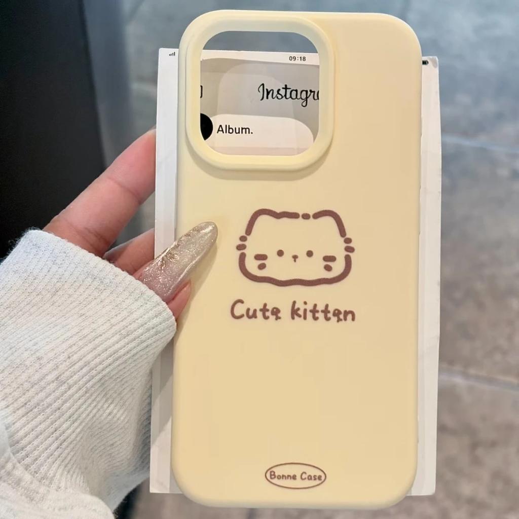 Simple line cat is suitable for iPhone16/17pro mobile phone case Apple 14 liquid 13 Korean 12 cartoon 15