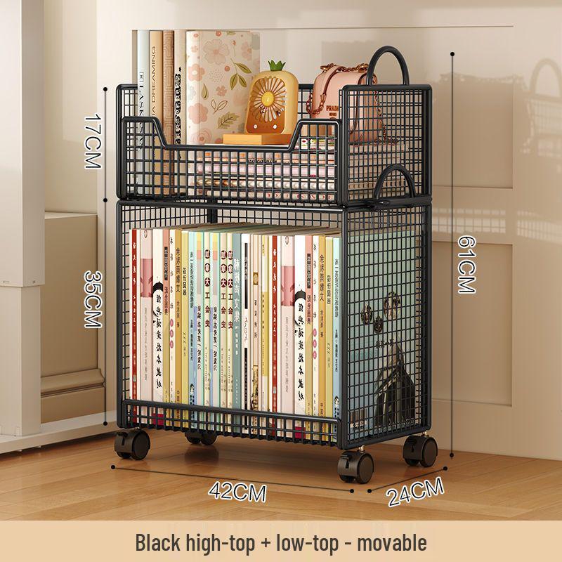 Mobile Under-Desk Bookshelf with Wheels for Students