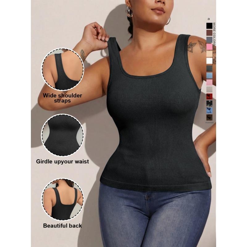 Women Washed Tie Dye Solid Color Slimming Body Shaping Tank Top