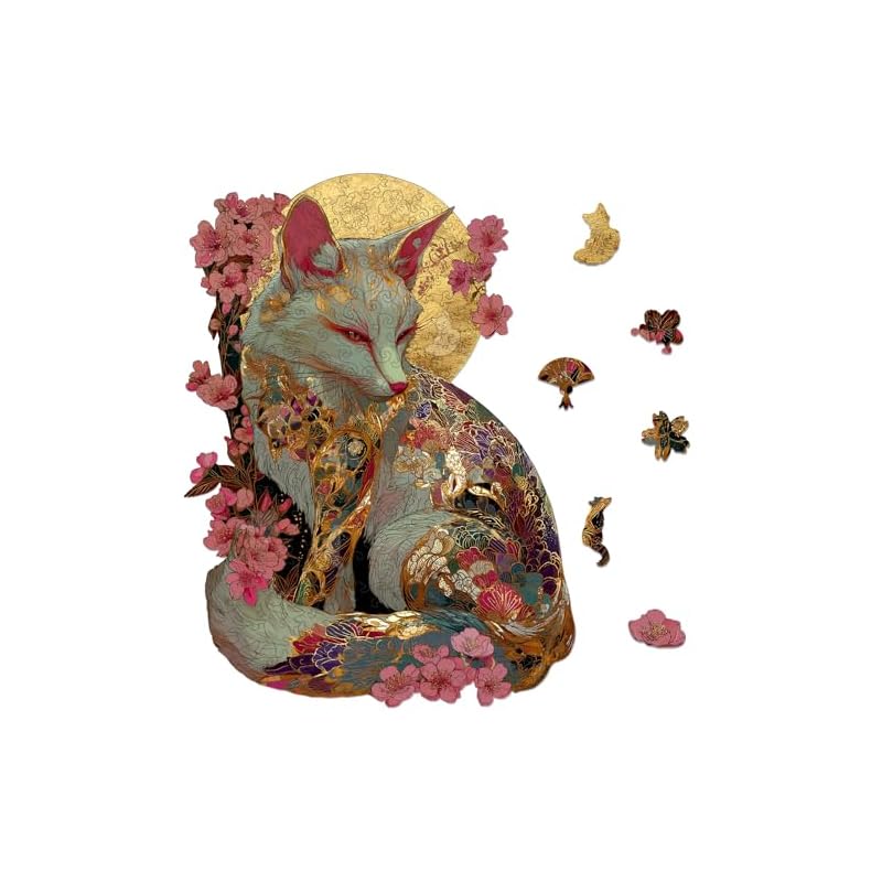 200-teiliges Holz-Puzzle, Platinfuchs (23,4 x 32 cm), 3mm Dick, Unregelmäßige Formstücke, Bruchfest, Laserschnitt, für Erwachsene, Heimdekoration,