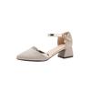 Summer bag head sandals thick heel new one-word buckle high heels middle heel pointed head with skirt cheongsam single shoes
