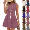 Sleeveless Casual Dress for Women V Neck Summer Dress Lightweight Flowy A Line Mini Dress Comfortable Everyday Wear