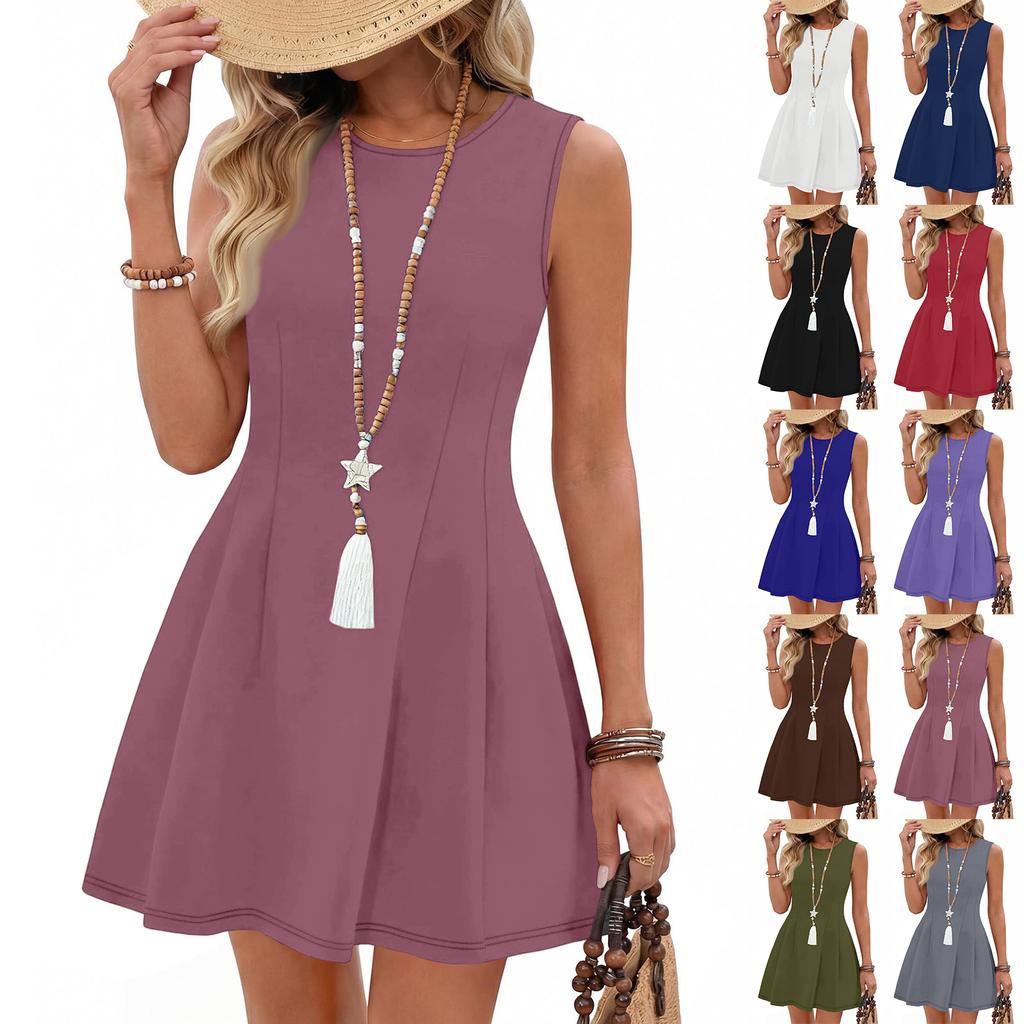 Sleeveless Casual Dress for Women V Neck Summer Dress Lightweight Flowy A Line Mini Dress Comfortable Everyday Wear