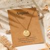 December Floral Pendant Necklace Exquisite Engraved Golden Circular Coins In Minimalist Layered Chain Jewelry Gift for Women