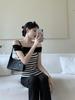 Women's Summer Off-the-Shoulder Striped Knit Sleeveless Top