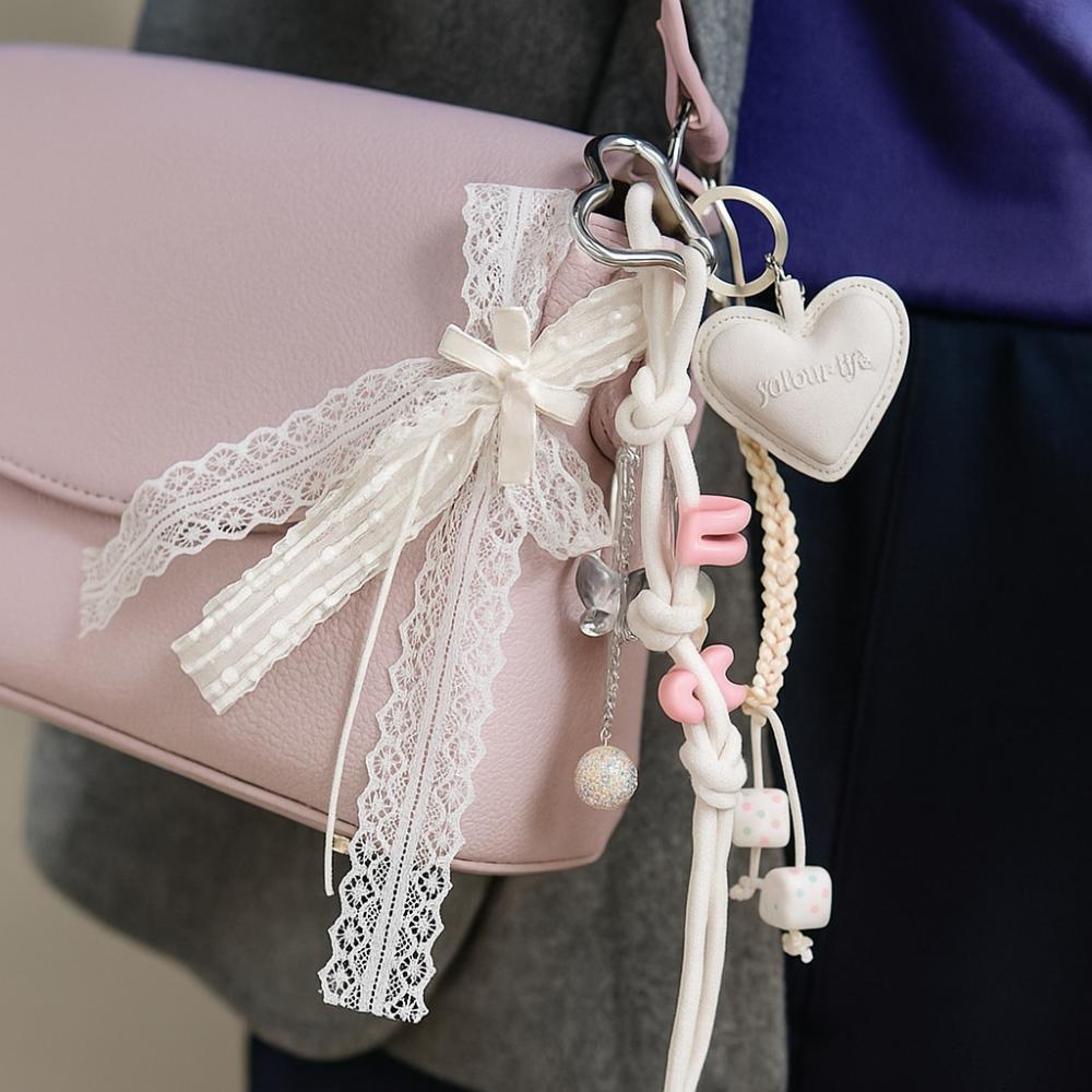High-grade Star Bear Keychain Bag Charm Love Tassel Keyring Braided Rope Bag Pendant  Decoration