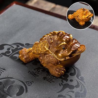 Golden Toad Color-Changing Tea Pet Ornament for Tea Trays - Lucky Charm Tea Set Accessory